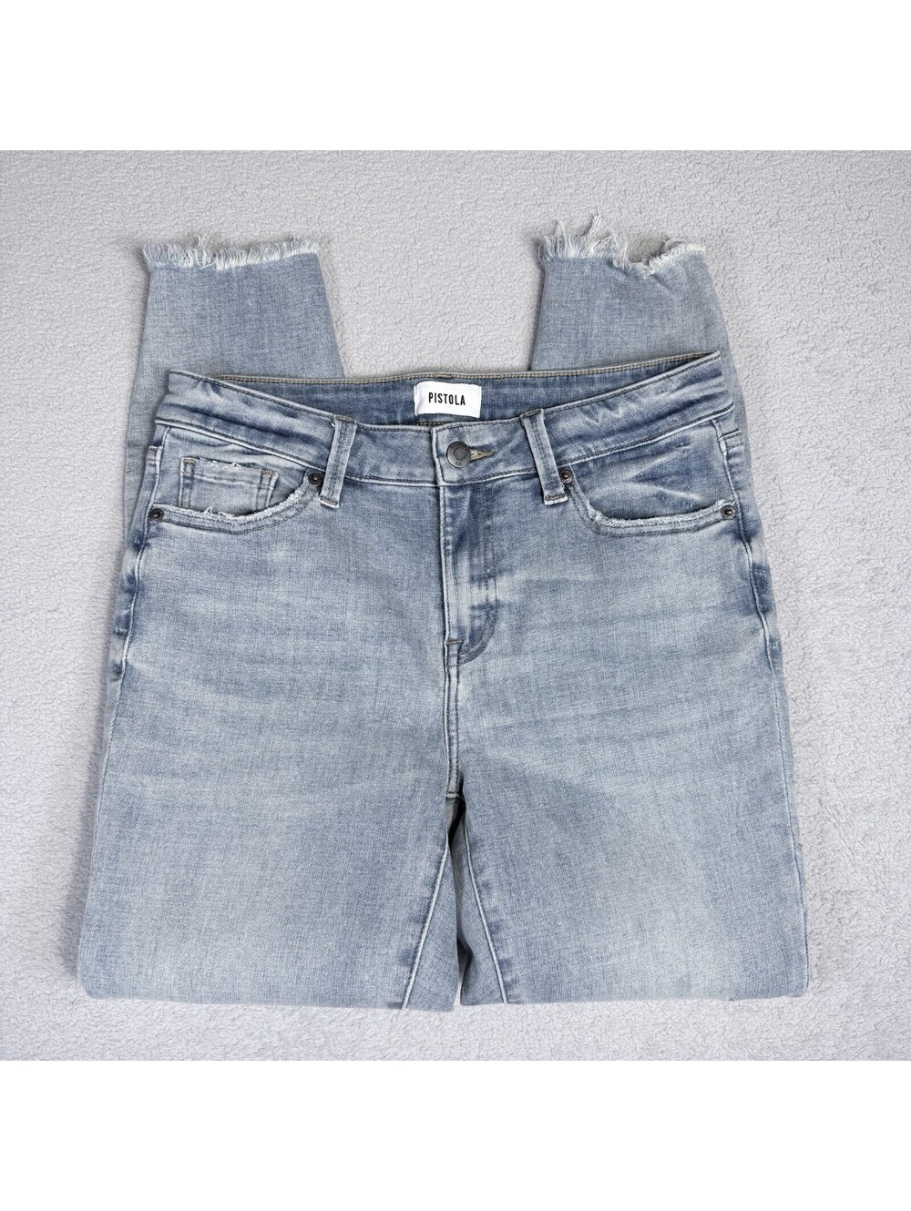 Pistola Size 27 Distressed Skinny Jeans Step Hem Distressed Womens Stretchy Fit